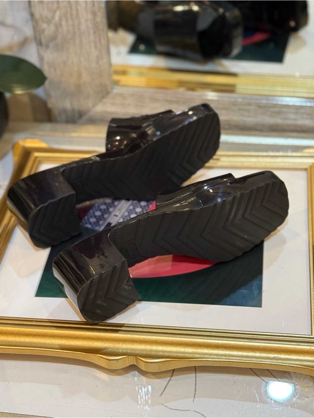 Gucci Black Patent Square-Toe Slide Mules - Picture 8 of 11